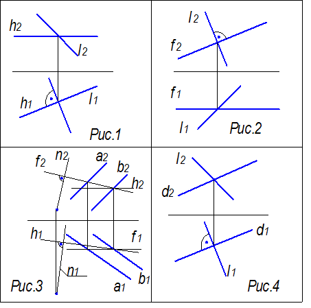 Прямые общего положения показаны на рисунках